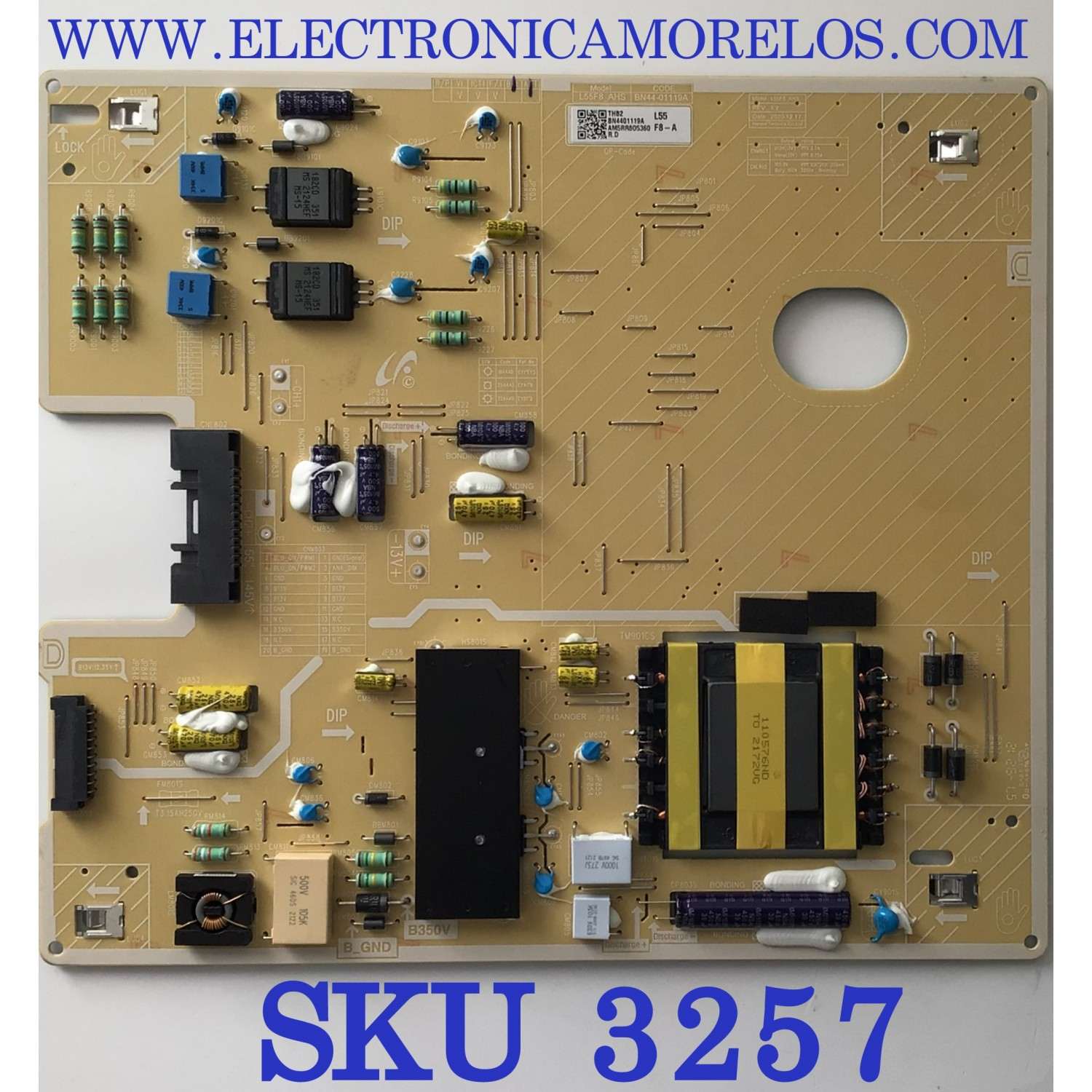 FUENTE DE PODER PARA TV SAMSUNG / NUMERO DE PARTE BN44-01119A / L55F8_AHS / BN4401119A / PANEL CY-QA055FHHV2H / MODELO QN55LS03AAFXZA CJ06 / QN55LS03AAFXZA CD02